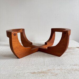 Vintage Open Teak Wood Casserole Stand - Wooden Teak Pot Holder